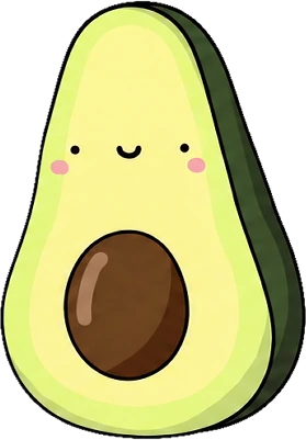Cartoon avocado half with a black afro